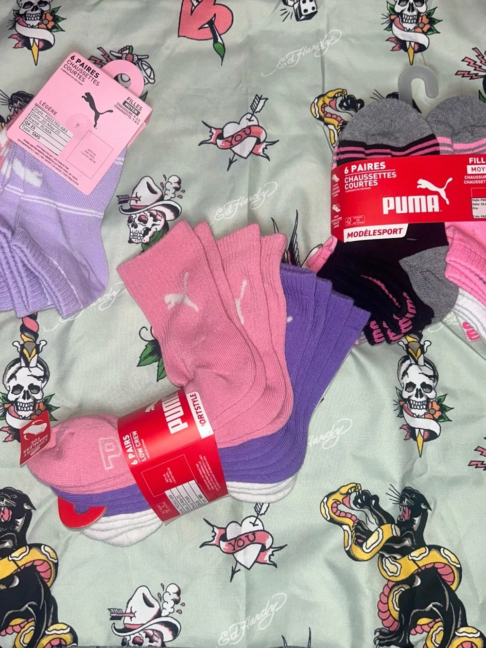 Puma Women's Low-Cut Sock 6-Pack in Pink, White, Gray, Purple 18 pairs